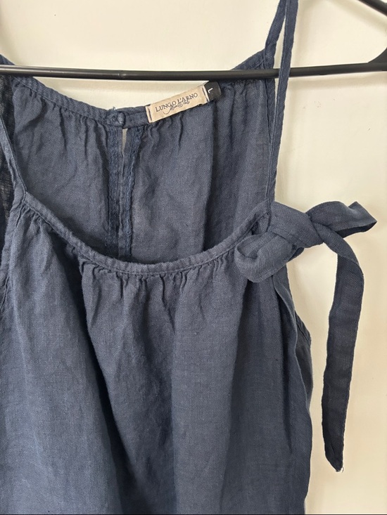 Lungo L’Arno Dresses & Skirts - Lungo L’Arno Spaghetti-Strap Sundress, 100% linen, navy, bow on neck, size L